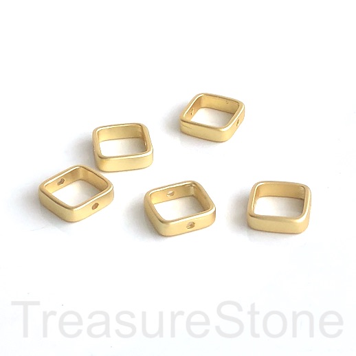 Bead frame, brass, gold plated, matte, 13mm square, each