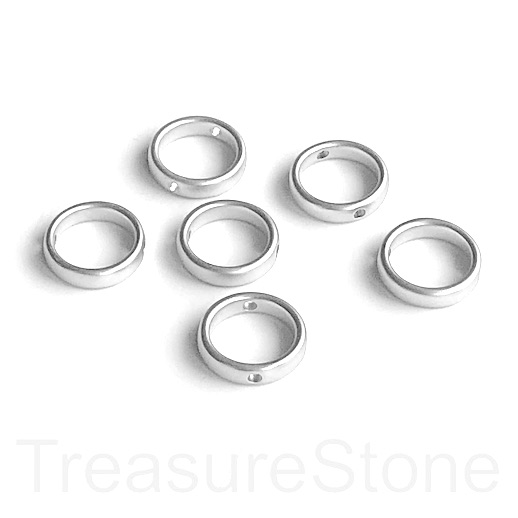 Bead frame,brass, bright silver, matte,12mm ring/circle, ea