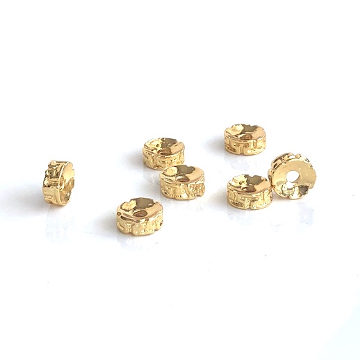 Bead, brass, gold plated, 4x8mm disc, pack of 6
