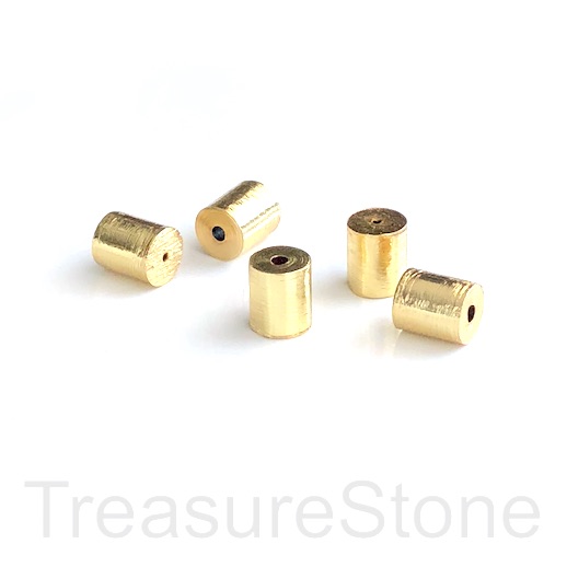 Bead, brass, gold plated, brushed, 8x9mm tube, ea