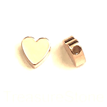 Bead, brass, 8mm gold, side-drilled heart spacer. pack of 5.