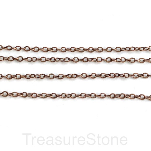 Chain, brass, copper-finished, 2mm curb. Sold per meter.