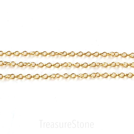Chain, brass, gold-finished, 2mm curb. Sold per meter.