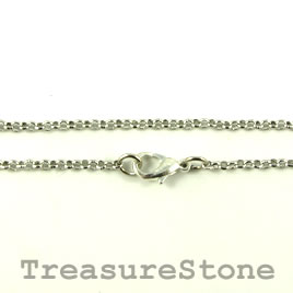 Chain, rhodium-finished brass, 2mm rolo, 18". Sold individually