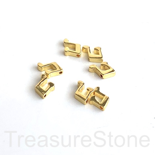 Bead, charm, brass, gold plated, music note, 8x9mm. 3pcs