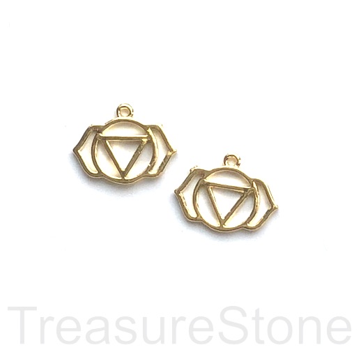Charm/pendant,brass,gold, Third Eye Chakra, Yoga, AJNA,10x16mm.2