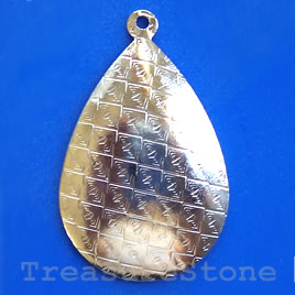 Charm/pendant, silver-plated brass, 25x27 teardrop. Pkg of 2. - Click Image to Close