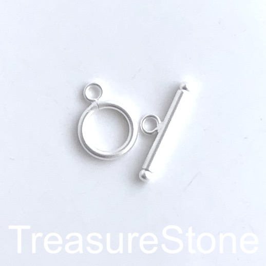 Clasp, toggle, silver plated brass, 14mm. 1 pair