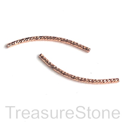 Tube, rose gold plated, 1.5x30mm curved, patterned. Pkg of 7.