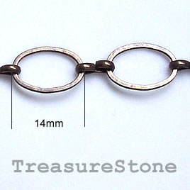 Chain, brass, bronze-finished, 14x10mm. Sold per pkg of 1 meter.