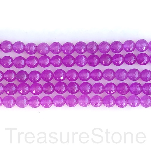 Bead,jade (dyed), bright fuchsia, 8mm, faceted round.14.5",47pcs - Click Image to Close