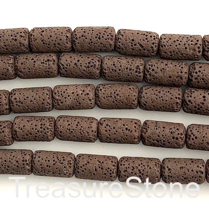 Bead, brown Lava, 10x14mm tube, 15.5-inch, 28pcs