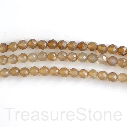 Bead, brown agate, dyed, faceted round, 6mm, 16-inch, 66 beads