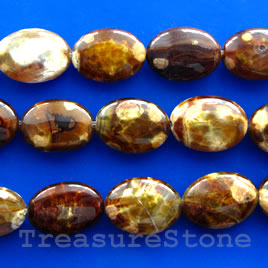 Bead, brown agate, 13x18mm puffed oval. 15.5-inch.
