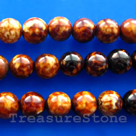 Bead, brown agate (dyed), 16mm mm round. 15.5-inch.