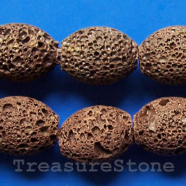 Bead, brown lava, 20x25mm rice, 15-inch strand.