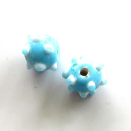 Bead, lampworked glass, baby blue, 8x11mm bumpy. Pkg of 7.