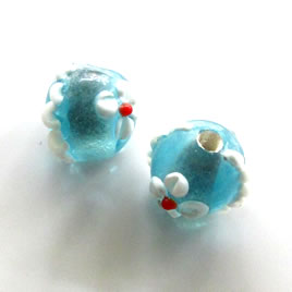 Bead, lampworked glass, blue, 15mm bumpy round. Pkg of 4.