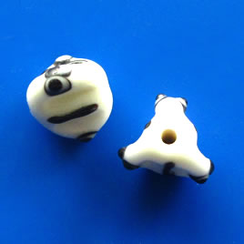 Bead, lampworked glass, white, 13x15mm bumpy. Pkg of 4.