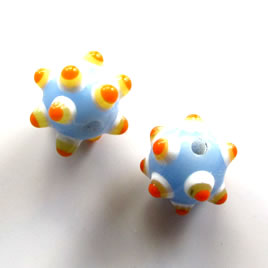 Bead, lampworked glass, blue, 13x15mm bumpy. each - Click Image to Close