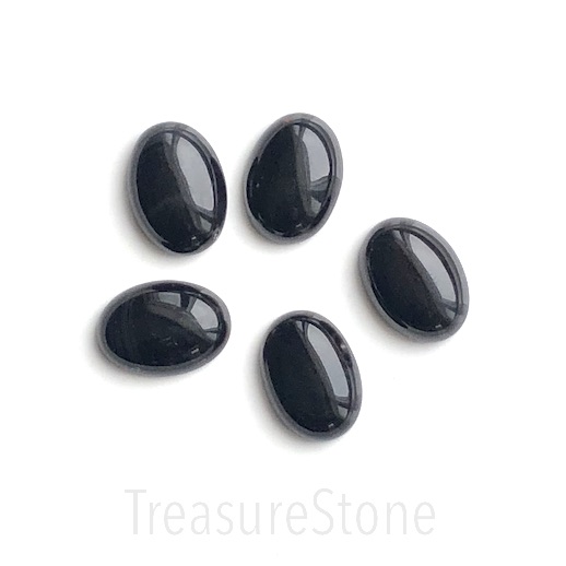 Cabochon, black obsidian, 13x18mm oval. each