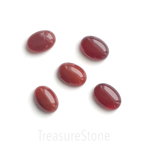 Cabochon, dyed agate, red, 10x14mm oval. Pack of 2.