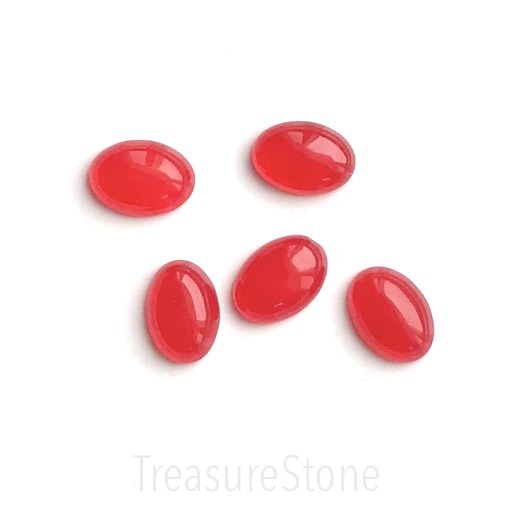 Cabochon, jade (dyed), red, 10x14mm oval. Pack of 2.