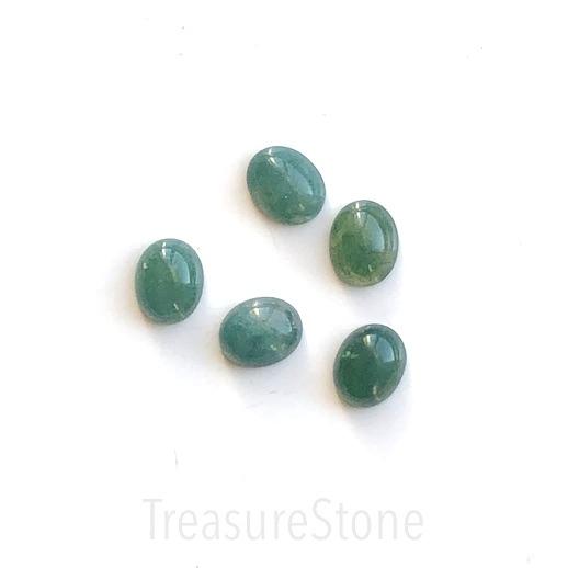 Cabochon, Green Agate, dyed, 10x14mm oval. Pack of 2.
