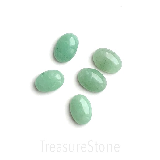 Cabochon, green aventurine, 10x14mm oval. Pack of 2.