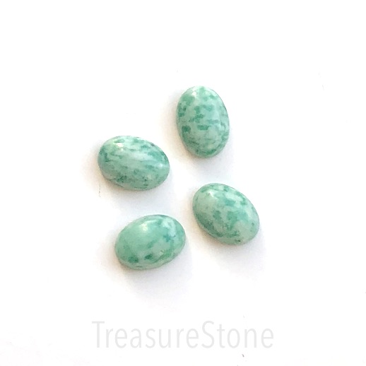 Cabochon, Green Spot jasper, 10x14mm oval. Pack of 2. - Click Image to Close
