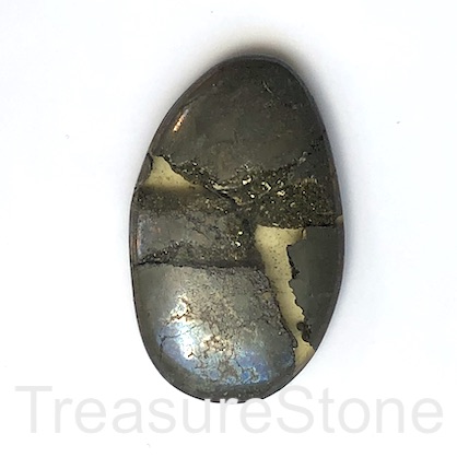 Pendant/Cabochon, Pyrite with resin, 28x44mm. Sold individually.
