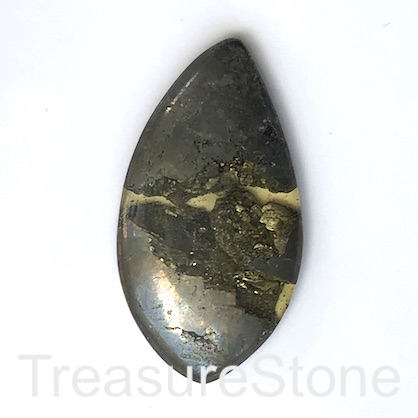 Pendant/Cabochon, Pyrite with resin, 28x52mm. Sold individually.