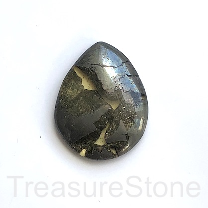 Pendant/Cabochon, Pyrite with resin, 31x39mm. Sold individually.
