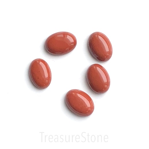 Cabochon, red jasper, 10x14mm oval. Pack of 2.