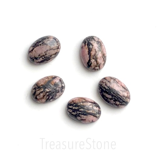 Cabochon, rhodonite, 10x14mm oval. Pack of 2.