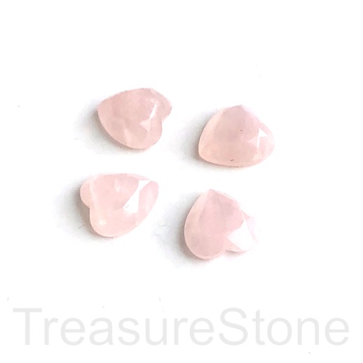 Cabochon, rose quartz, 12mm faceted heart. Sold individually.