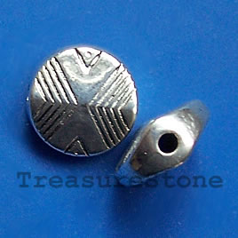 Bead, acrylic, silver-plated, 5x10mm. Pkg of 15.