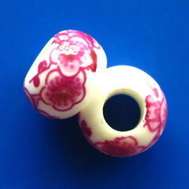 Bead, porcelain, 9x14mm, large hole: 5.5mm. Pkg of 5.