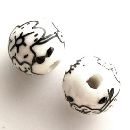 Bead, porcelain, 12mm round, hole: 2.5mm. Pkg of 4. - Click Image to Close