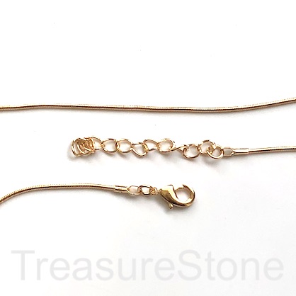 Chain, gold-finished brass, iron, 1mm snake, 18-20". each