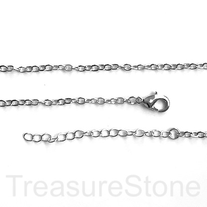Chain, rhodium-finished iron, 2mm, 18-20". Sold individually
