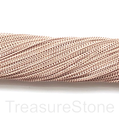 Chain, iron, nude pink, gold, 2mm flat cable. Pack of 2m.