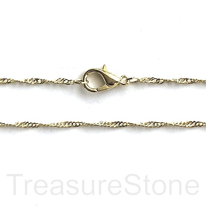 Chain, light gold-finished brass 2mm wisted, 18 inch. Each