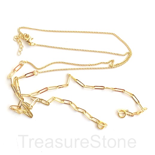 Chain, gold-finished brass, 1-3.5mm, 30-31". each