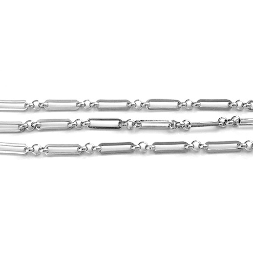 Chain, stainless steel, 4x14mm rectangle, 4mm round. 1 meter.