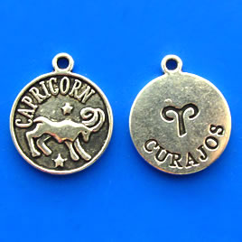 Charm/pendant,Horoscop European, CAPRICORN, 17mm. Pkg of 6.