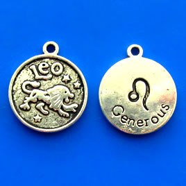Charm/pendant, Zodiac Sign, Leo, 17mm. Pkg of 6.