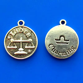 Charm/pendant, Zodiac Sign, Libra, 17mm. Pkg of 6.