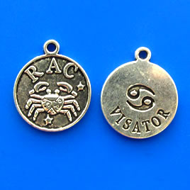 Charm/pendant, Horoscop European, RAC, 17mm. Pkg of 6.