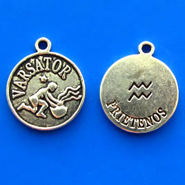 Charm/pendant,Horoscop European,VARSATOR,17mm. Pkg of 6.
